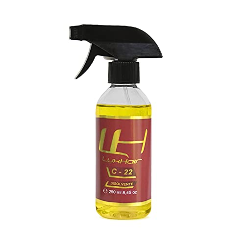 Disolvente capilar C22 de LuxHair para prótesis, extensiones de pelo y pelucas. Limpiador de adhesivos y pegamentos de cabello de fácil uso | 250 ml |