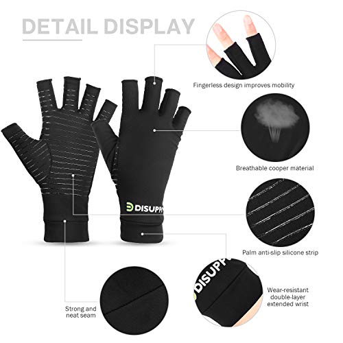 DISUPPO Guantes Compresión Anti-Artritis Hombres Mujeres Ofrecen Calor y Compresión para Ayudar a Aumentar la Circulación Reduciendo el Dolor y Promover la Sanación