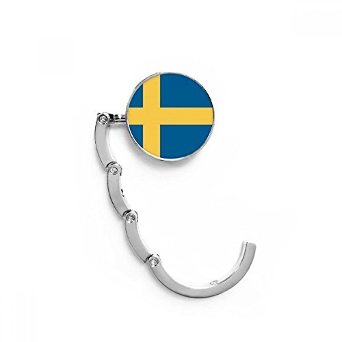 DIYthinker Bandera Nacional de Suecia Europa Tabla País Gancho Plegable del Bolso de Colgar Titular de Escritorio Plegable