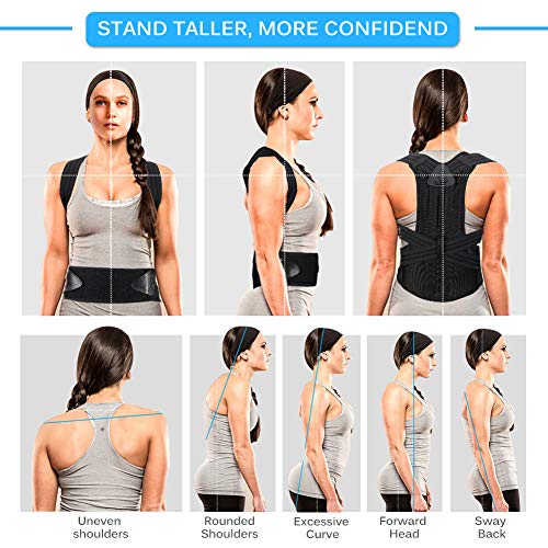 Doact Corrector de Postura Recta Soporte de Espalda para Mujeres y Hombres Alivio del Dolor en Parte Superior de Espalda Mejorar Postura Posture Corrector Aliviar la Joroba Mejorar Postura (44"-51")