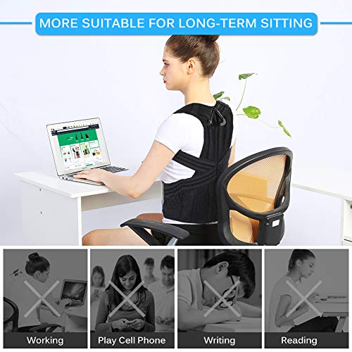 Doact Corrector de Postura Recta Soporte de Espalda para Mujeres y Hombres Alivio del Dolor en Parte Superior de Espalda Mejorar Postura Posture Corrector Aliviar la Joroba Mejorar Postura (44"-51")