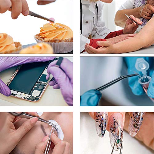 Doenorme Pinzas de acero inoxidable con puntas de precisión para cocinar utensilios de belleza culinaria y médica, 6,3 pulgadas
