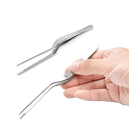 Doenorme Pinzas de acero inoxidable con puntas de precisión para cocinar utensilios de belleza culinaria y médica, 6,3 pulgadas
