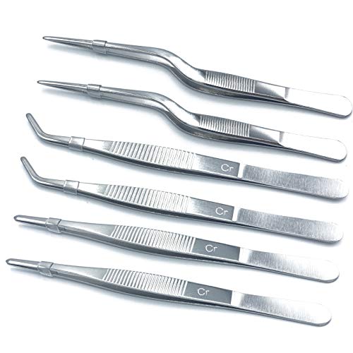 Doenorme Pinzas de acero inoxidable con puntas de precisión para cocinar utensilios de belleza culinaria y médica, 6,3 pulgadas
