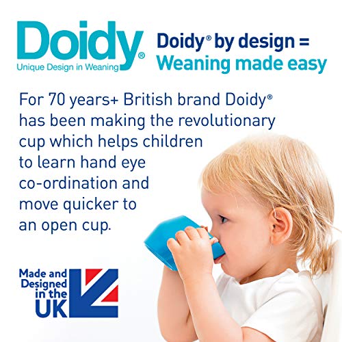 Doidy Cup Tacitas de aprendizaje abiertas para nenes y bebés – Diseño oblicuo único - Vaso para bebé de dos asas – Taza genial para el destete para leche, agua y zumos Uso desde 3-6 meses hasta niños (Azul)