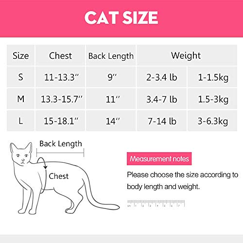 Dotoner Gatos Traje de recuperación Profesional para heridas Abdominales o Enfermedades de la Piel Alternativo para Gatos y Perros después de la cirugía Ropa para el hogar(Rosa,m)