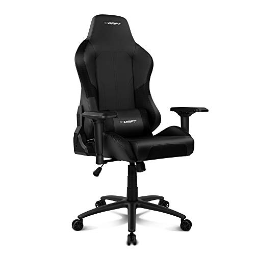 Drift DR250B - Silla Gaming Profesional, polipiel, reposabrazos ajustable 4D, piston clase 4, asiento basculable, altura regulable, respaldo reclinable, cojines lumbar y cervical, color negro