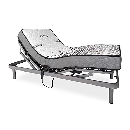 Duérmete Online Pack Cama Eléctrica Articulada Reforzada Ergomax + Colchón Viscoelástico Dorsal Plus, Gris Antracita, 105x190