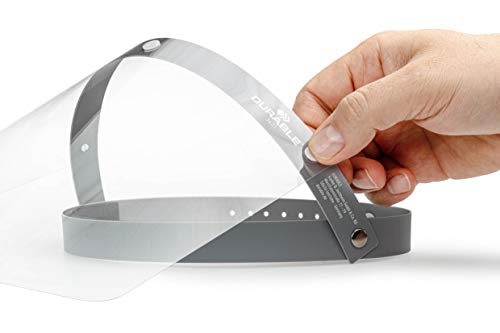 Durable 343110 - Visera para la Protección de la Cara Contra Salpicaduras y Gotitas, Conforme a la Ce, con Banda de Cabeza Ajustable, Abatible, Hecho en la UE