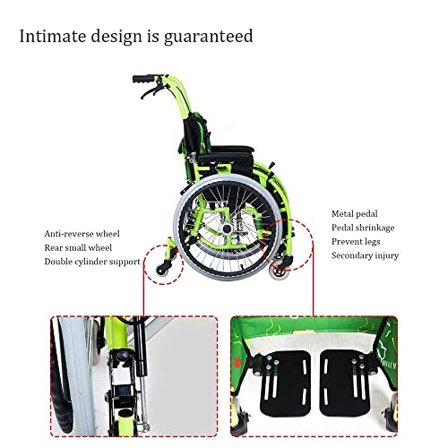 DYR Silla de Ruedas Plegable para niños, Silla de Transporte, Silla de Ruedas Ligera, sillas de Ruedas autopropulsadas, Silla de Viaje, Silla de Ruedas con Carrito