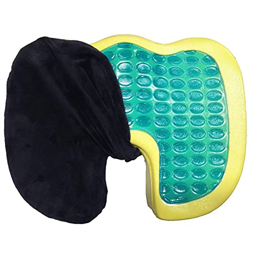 Ecloud Shop Home Cojín de Silla Premium con Gel, Espuma de Memoria Coxis Cojín de Soporte Funda de Terciopelo Cojín de Asiento para el Alivio del Dolor de Cadera y ciática