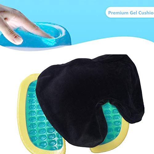 Ecloud Shop Home Cojín de Silla Premium con Gel, Espuma de Memoria Coxis Cojín de Soporte Funda de Terciopelo Cojín de Asiento para el Alivio del Dolor de Cadera y ciática