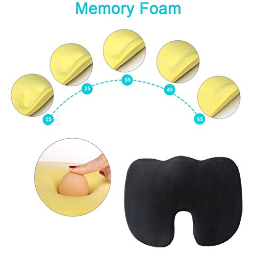 Ecloud Shop Home Cojín de Silla Premium con Gel, Espuma de Memoria Coxis Cojín de Soporte Funda de Terciopelo Cojín de Asiento para el Alivio del Dolor de Cadera y ciática