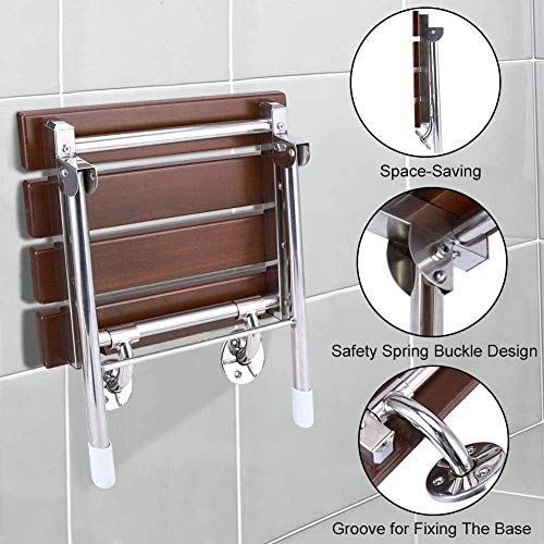 EEUK Asiento de Ducha Plegable de Pared con Inoxidable Patas, Taburete de Ducha Antideslizante, Silla Ducha Abatible, Banco de Zapatos y Taburete de Descanso, Puede Soportar 160kg
