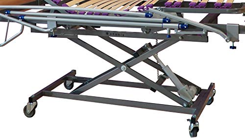 ekamia - Cama Geriátrica Eléctrica con Carro Elevador, Cabecero, Piecero, Barandilla, Agarrador y Porta Gotero - 105cm x 190cm