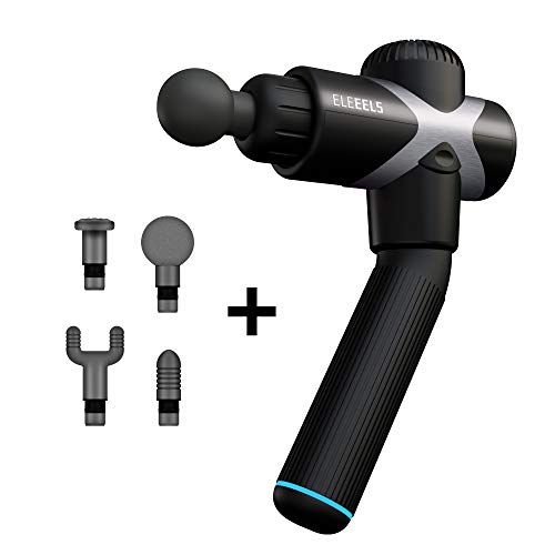 Eleeels X1T - Pistola de Masaje Muscular Vibrante, Percusión, Terapéutico, Masajeador Multifuncional, 6 Velocidades, Recargable, 3200 RPM, Negro