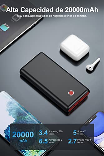 EnergyCell Pilot X7 Power Bank 20000mAh 18W PD y QC3.0 Batería Externa Carga Rapida con 3 Salidas y 2 Entradas para Cargar Dispositivos Inteligentes y Más …