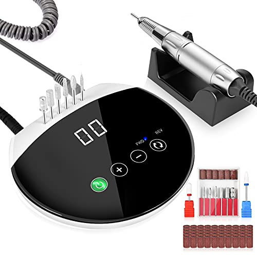 ENGERWALL Torno para Uñas Profesional, Pulidor Limado Profesional Uñas con Botones Táctiles y Pantalla HD LED Digital, 35.000 RPM Versión Mejorada, para Torno Manicura y Pedicura Gel o Acrilicas