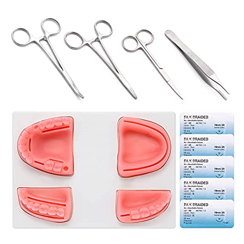 Enseñanza Splies Kit de práctica de sutura dental Suture Dental Oral Kit de entrenamiento quirúrgico Modelo oral para estudiantes dentales Entrenamiento oral Suture Simulación de ayudas de enseñanza