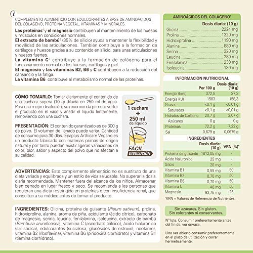 EpaPlus Articulaciones Vegetal Con Aminoácidos Del Colágeno + Proteína Vegetal. Vegano. Disolución Instant - 30 Días, color Blanco Piña, 250 g