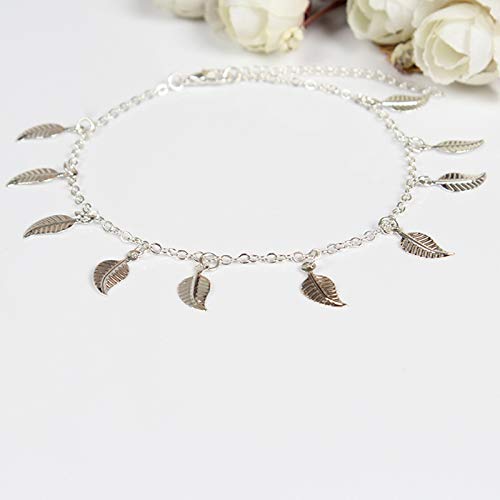 Epinki Tobilleras para Mujer Hoja Playa Joyería Pies Plata 21CM