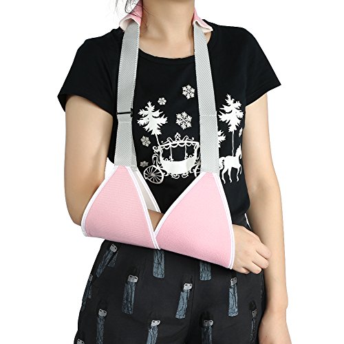 Eslingas de Brazo para Hombro Ajustable Mujer Soporte de Codo Infantil para Huesos Rotos y fracturados Subluxación de recuperación, dislocación, esguinces y distensiones(Pink)