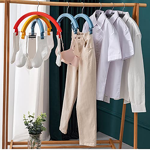 Estante de Secado de rotación Arco Iris Creativo, Estante de Secado de láminas de Tres Capas Multifuncional, Colgador de Ropa de Hombros Anchos sin Fisuras con Clips de Pantalones (2 Piezas)
