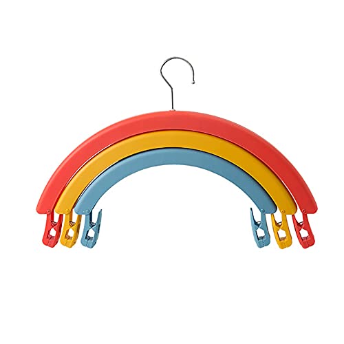 Estante de Secado de rotación Arco Iris Creativo, Estante de Secado de láminas de Tres Capas Multifuncional, Colgador de Ropa de Hombros Anchos sin Fisuras con Clips de Pantalones (2 Piezas)
