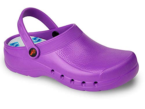EVA Color Violeta Talla 36, Zueco de Trabajo para sanidad y hostelería Unisex Certificado CE EN ISO 20347 Marca DIAN