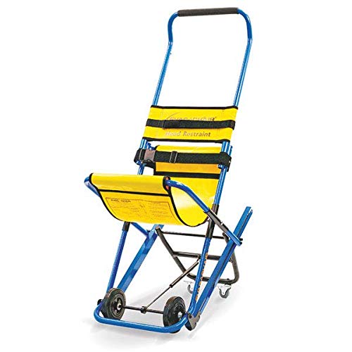 Evac+Chair Modelo MK4 - Silla de evacuación con funda protectora, asa para colgar y placa de advertencia.