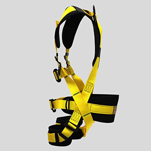 F Fityle Arnés de Escalada de Cuerpo Entero, arnés de detención de caídas, arnés de protección Corporal contra caídas, arnés de Seguridad para Rappel y - Amarillo Negro