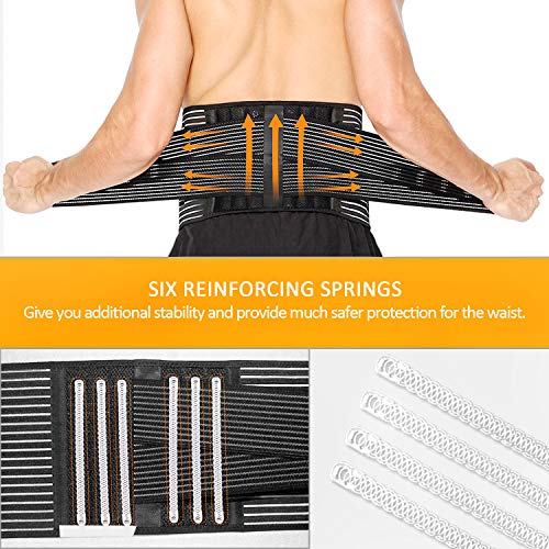 Faja Lumbar para Hombre y Mujer, Lumbar para la Espalda para Aliviar el Dolor de la Parte Baja de la Espalda - Cinturon Lumbar con Resortes de Refuerzo y Correas Dobles de Ajuste (M - 71 a 96cm)