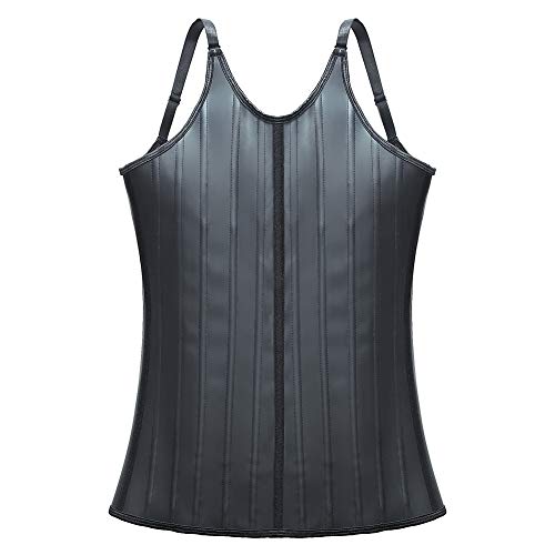 Fajas para Mujer Adelgazante Corsé De Abdomen Chaleco Mujer Sin Costura Quema De Grasa Ajustable Recuperación Post-Parto Vientre Cremallera Cinturilla Deportiva Cinturón De Fitness,Negro,S
