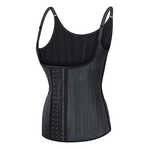 Fajas para Mujer Adelgazante Corsé De Abdomen Chaleco Mujer Sin Costura Quema De Grasa Ajustable Recuperación Post-Parto Vientre Cremallera Cinturilla Deportiva Cinturón De Fitness,Negro,S