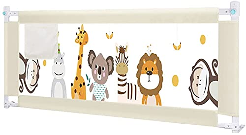 Fascol Barandillas de la Cama Infantil de Acero Carbono, Ajustable para Niños de 0 a 7 años, Barrera de Seguridad Anti-caída para Bebés Portátil y Estable, 150 X 93 cm, Blanco