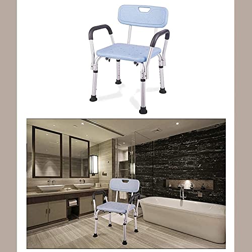 FBBSZSD Silla de Ducha para baño Resistente con Respaldo, apoyabrazos, Taburete de baño, Banco, bañera Ajustable, Asiento de Ducha, para Personas Mayores, Marco de Aluminio con Patas de go