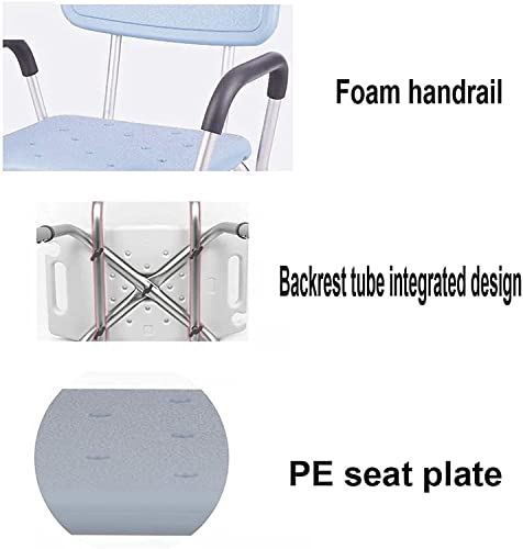 FBBSZSD Silla de Ducha para baño Resistente con Respaldo, apoyabrazos, Taburete de baño, Banco, bañera Ajustable, Asiento de Ducha, para Personas Mayores, Marco de Aluminio con Patas de go