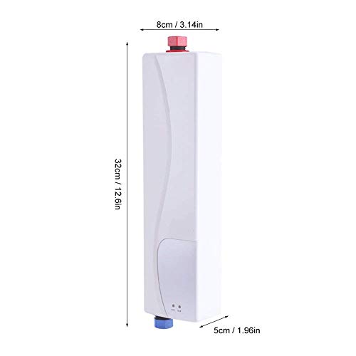 Fdit 220V 3000W Mini Calentador Agua Caliente Instantáneo Sin Tanque Eléctrico Uso Cocina Baño Enchufe UE (Blanco)