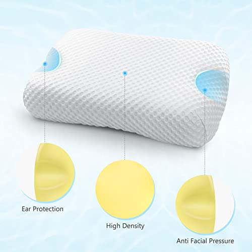 Feagar Almohada Cervical de Espuma Viscoelástica, Almohada para Dolor Cuello y Espalda, Almohada Ortopedia Cervical para Dormir, Almohada Ergonómica Cuello con Agujero, Aliviar Presión Facial y Oreja