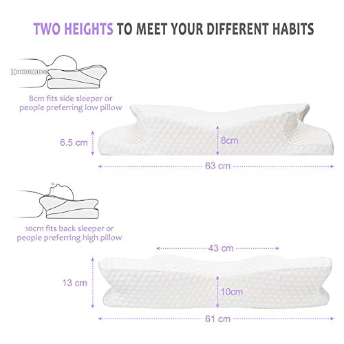 Feagar Almohada Cervical para Dormir - Almohadas Viscoelasticas para Cuello , Almohada Ergonómico para Aliviar el Dolor Cervical, Almohadas para Dormir de Lado, Boca Abajo/Arriba