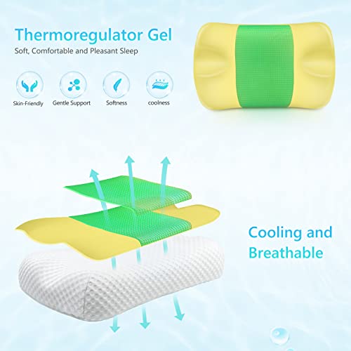 Feagar Almohada Cervical Viscoelástica con Gel, Almohada para Cuello Antidolores, Almohada Ortopédica para Dormir de Lado, Almohada Ergonómica Espalda con Agujero, Aliviar Presión Facial Oreja