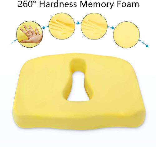 Feagar Cojin Coxis de Espuma Memoria, Cojin Silla Asiento para Alivar la Presión y Fátiga, Cojines Coxis Ergonómico y Ortopédico (Negro)