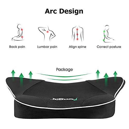 Feagar Cojín de apoyo lumbar – Almohada de espuma viscoelástica para silla de oficina, asientos de coche, reclinable, silla de ruedas, respaldo con correa de extensión y bolsa de transporte
