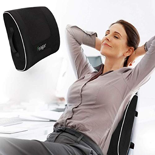 Feagar Cojin Lumbar Coche, Ortopedico Respaldo Lumbar Para silla oficina, apoyo almohada lumbar de Espuma Memoria, Alivio del Dolor de Espalda (Negro)