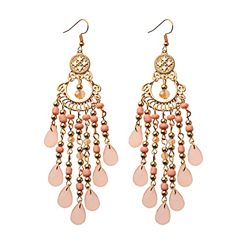 FEARRIN Pendientes Largos Pendientes Largos de Borla Blanca para Mujer Pendientes de Boda Bohemios Style5
