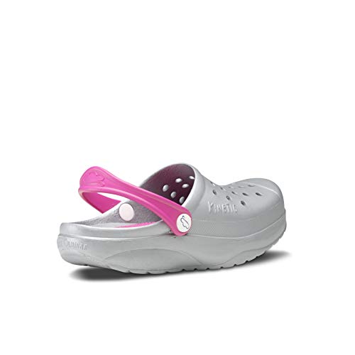 Feliz Caminar - Zueco Sanitario Kinetic Plata/Fuxia, 38