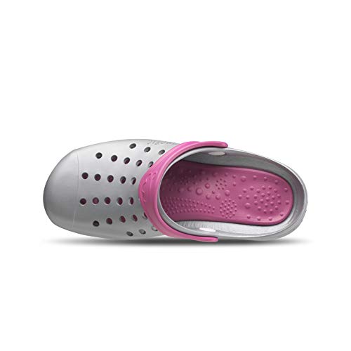 Feliz Caminar - Zueco Sanitario Kinetic Plata/Fuxia, 38
