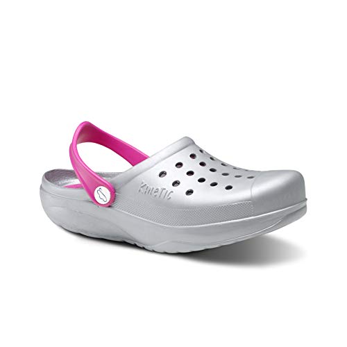 Feliz Caminar - Zueco Sanitario Kinetic Plata/Fuxia, 38