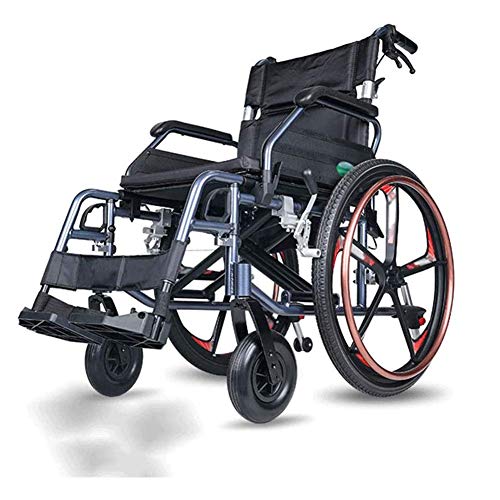 FGVDJ Silla de Ruedas autopropulsada Plegable de Aluminio Liviana Silla de Ruedas de Viaje Ultraligera pequeña, Scooter portátil de aleación de Aluminio para Ancianos