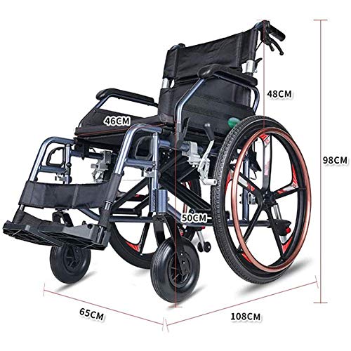 FGVDJ Silla de Ruedas autopropulsada Plegable de Aluminio Liviana Silla de Ruedas de Viaje Ultraligera pequeña, Scooter portátil de aleación de Aluminio para Ancianos